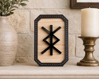Protection Wooden Rune Talisman, Handmade Scandinavian Bindrune Wall Sign, Spiritual Home Blessing, Norse Gift for Housewarming