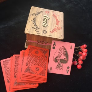 Luxury Wooden Playing Cards Red - Pink, Best gift for woman who has everything, Exclusive gift for collector unique playing cards