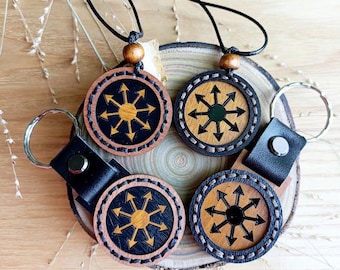 Chaos Star Pendant & Keychain Set | 8 Point Chaos Magic Amulet | Handmade Wooden Occult Gift | Limited Edition