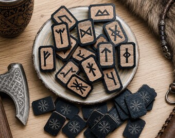 Anglo Saxon Futhorc Runes, Northumbrian Rune Set, Wooden Divination Kit, Old English Rune Alphabet, Pagan Gift