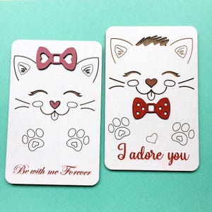 Tarjeta de primer aniversario Tarjeta de felicitación de madera 3D, te adoro, tarjeta para esposo, tarjeta de novio, tarjeta de novia, tarjeta grabada de madera