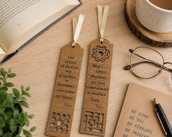 Inspirational Wooden Bookmark  Rumi Quote, Handmade Literary Gift, Engraved Book Lover Bookmark, Teacher Reader Present