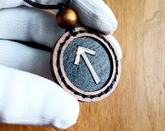 Tiwaz Rune Pendant Necklace, Viking Tyr Amulet, Norse Strength Talisman, Handmade Wood Jewelry, Pagan Viking Protection, Limited Edition