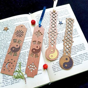 Yin Yang Wooden Bookmark – Chinese Philosophy Symbol Engraved, Unique Handmade Gift