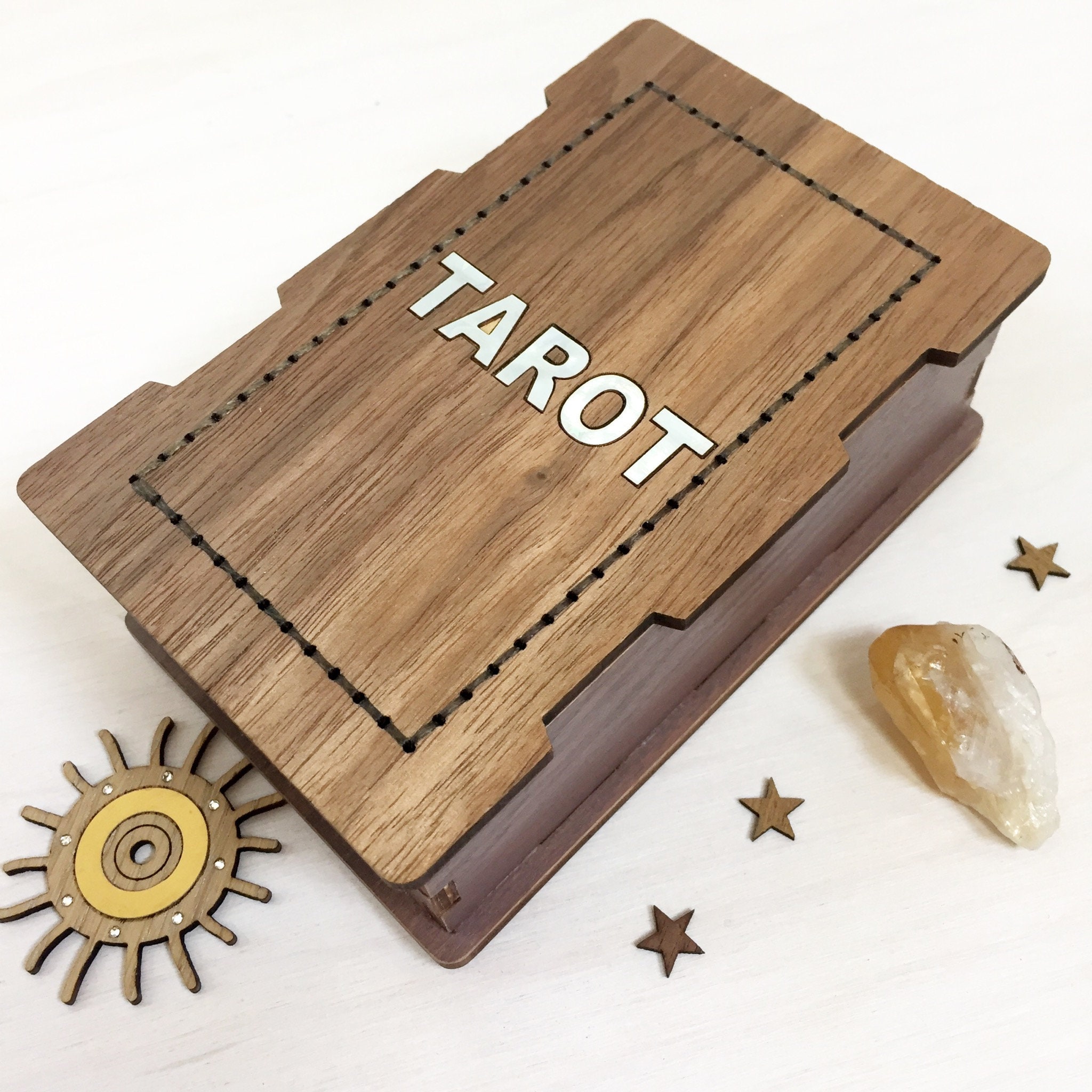Tarot card box Tarot card holder Small wooden box Small Etsy