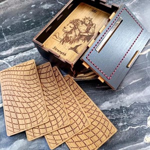 Cartas de madera del Tarot Rider Waite, 22 Arcanos Mayores grabados en una caja de madera