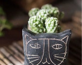 Hand Made Creative Black Cat Design Ceramic Planter container For Storage Decoration Garden Decoration