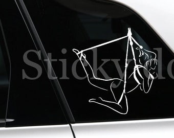 Shibari hangend model silhouet suspensie rope sticker