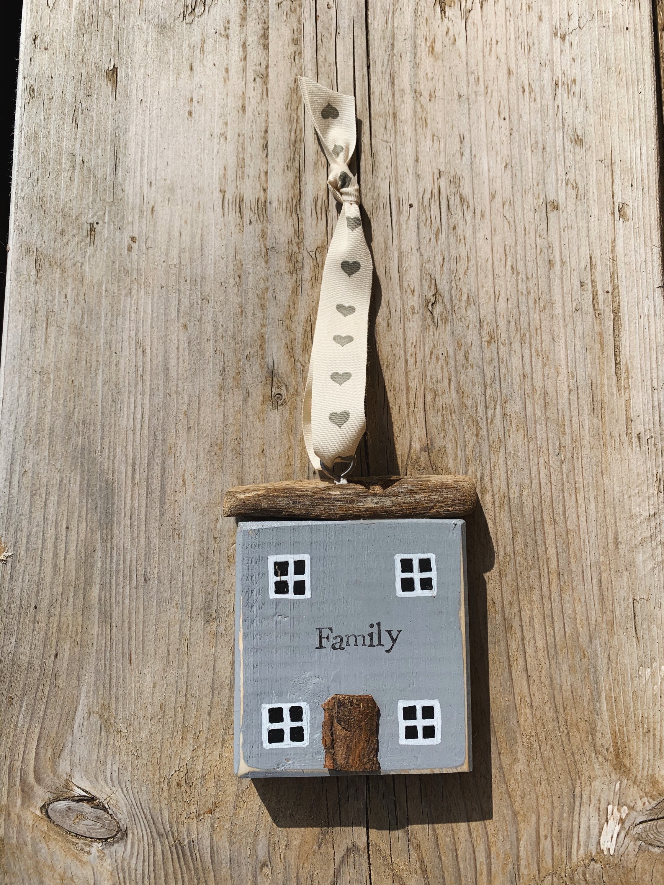 Wooden House Hanging Ornament. Little Handmade Grey House With Etsy UK