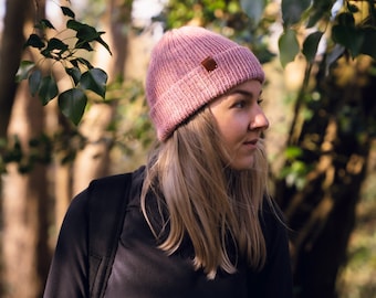 Light Pink Beanie Hat - Unisex super soft & comfortable Pastel Pink wooly beanie that's been hand-crafted in the UK. Medium Sized