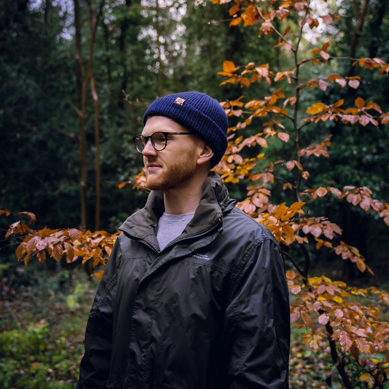 Navy Wooly Hat Slack Fit Style Oversized & Unisex Fit Hand-Crafted in the UK. image 5