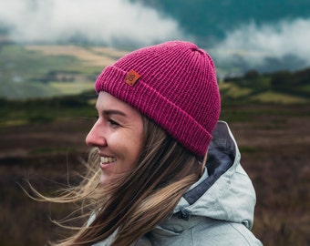 Pink Beanie Hat. Super soft comfortable Raspberry Pink Hand-crafted Wooly beanie for men or women that's been crafted by hand in the UK.