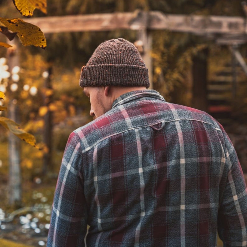 Super warm Chestnut Brown beanie that/'s hand made in the UK Tweed Wooly Beanie Hat Unisex winter beanie Limited edition wooly hat.