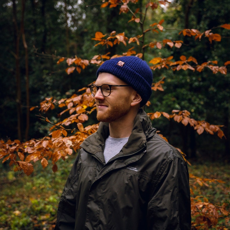 Navy Wooly Hat Slack Fit Style Oversized & Unisex Fit Hand-Crafted in the UK. image 6