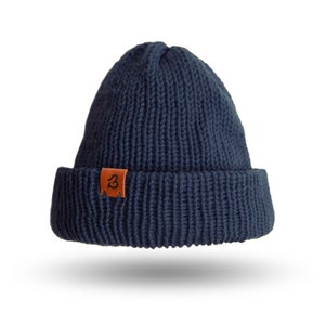 Navy Wooly Hat Slack Fit Style Oversized & Unisex Fit Hand-Crafted in the UK. image 3