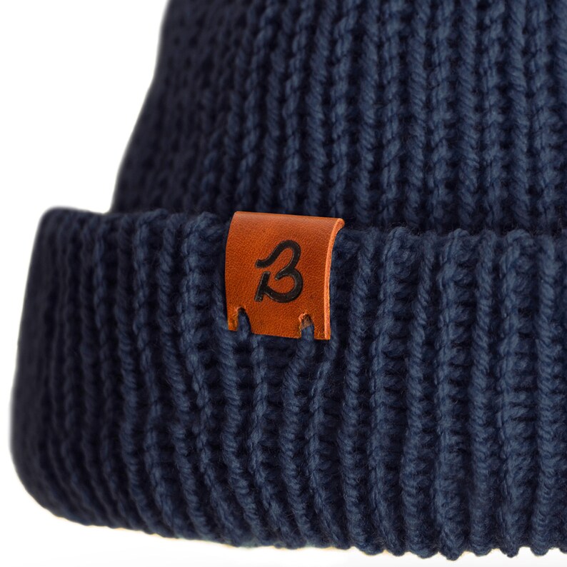 Navy Wooly Hat Slack Fit Style Oversized & Unisex Fit Hand-Crafted in the UK. image 4