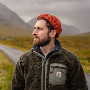 Alpaca Wool Trawler Beanie Hat. Soft and Snug Red Wooly Beanie. Fishermens Style | Hand-Crafted in the UK and Guaranteed for Life!