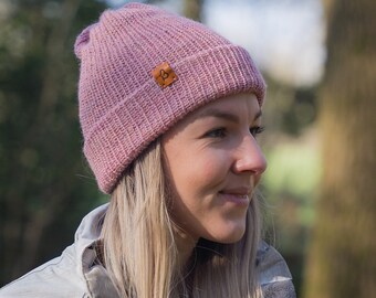 Large Pink Beanie Hat - Super soft & comfortable 'oversized' Pastel Pink wooly 'Slack Style' beanie that's been hand-crafted in the UK.