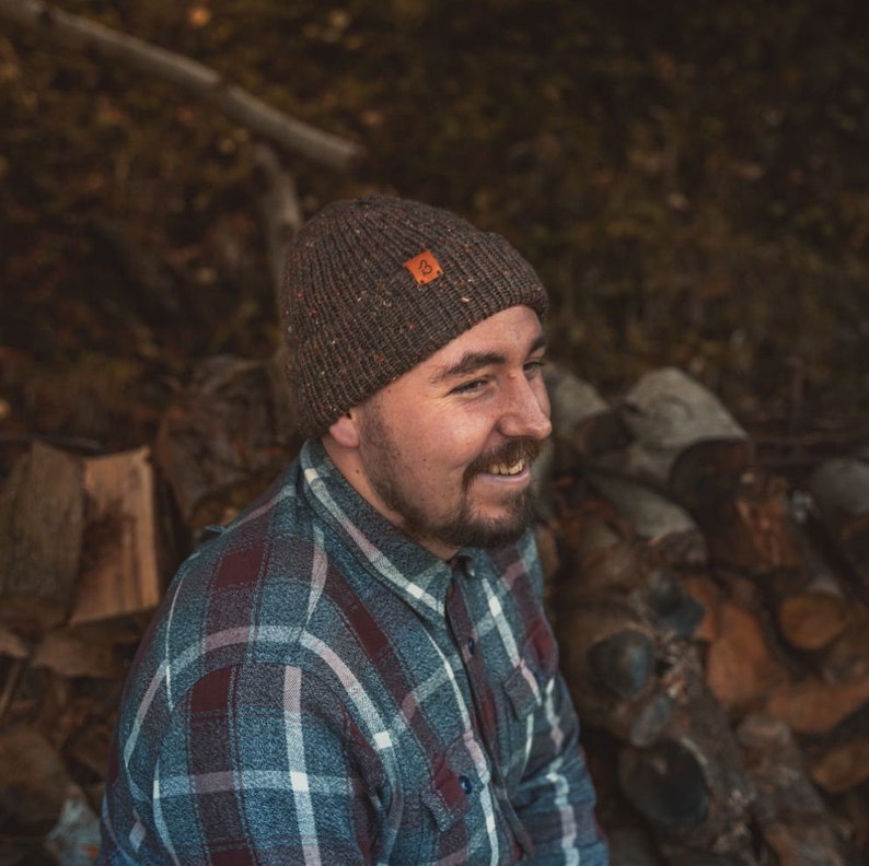 Super warm Chestnut Brown beanie that/'s hand made in the UK Tweed Wooly Beanie Hat Unisex winter beanie Limited edition wooly hat.
