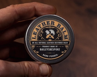 Leather Balm - Organic & Natural balm to help revive + protect your leather goods. 30ml // Carefully blended and hand poured in the UK.