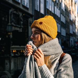 Yellow Beanie Hat. Super Soft & Comfortable Burnt Mustard