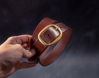 Brown Leather Belt - Handmade from Premium Italian Leather & Solid Brass Hardware | Perfect hand-crafted personalised gift for any man!