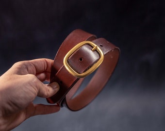 Brown Leather Belt - Handmade from Premium Italian Leather & Solid Brass Hardware | Perfect hand-crafted personalised gift for any man!