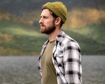 Alpaca Wool Fishersmen's Style Beanie Hat. Super Soft Alpaca Wool beanie for men. Hand-crafted in the UK and Made to Last a Lifetime.