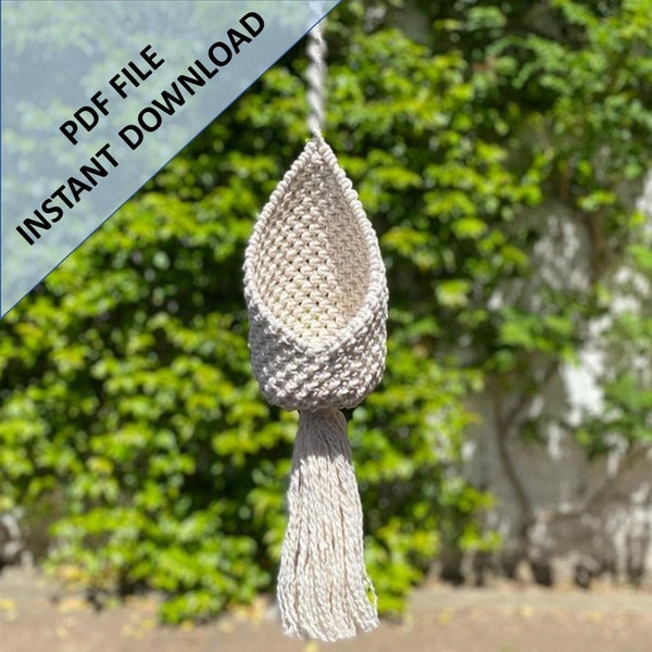 Macrame Plant Pod Pattern, Instant Digital download of Written PDF with photos by ButOneString, Beginner DIY Macrame Pattern