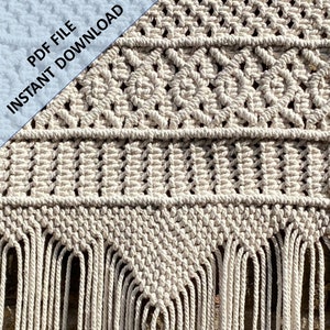 Mönster för väggbonad med makramé, direkt digital nedladdning av skriven PDF med foton av ButOneString, gör-det-själv-makramémönster för medelnivå