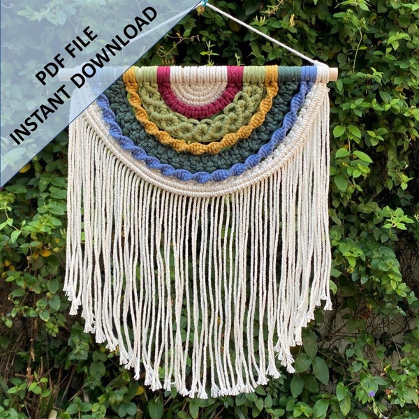 Macrame Wall Hanging Pattern, Instant Digital download of Written PDF with photos by ButOneString, Intermediate DIY Macrame Pattern