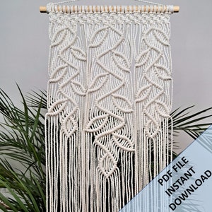 Macrame 'Hanging Leaves' Wall Hanging Pattern, Instant Digital download of Written PDF with photos by ButOneString, DIY Macrame Pattern image 1