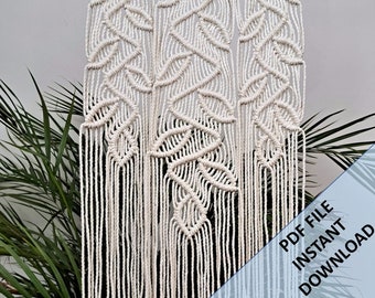 Macrame &#39;Hanging Leaves&#39; Wall Hanging Pattern, Instant Digital download of Written PDF with photos by ButOneString, DIY Macrame Pattern