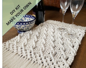 DIY macrame table runner kit.  Everything you need to create your own beautiful table centerpiece