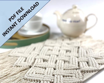 Macrame Celtic Knot Table Runner Pattern, Instant Digital download of Written PDF with photos by ButOneString,  DIY Macrame Pattern
