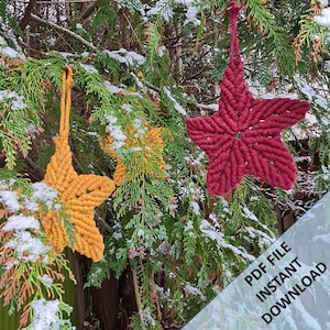 Macrame Christmas Star Decoration Pattern,  Instant Digital download of PDF guide with photos by ButOneString, Beginner DIY Macrame Pattern