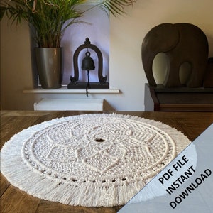 Macrame Lotus Table Centrepiece Pattern, Instant Digital download of written PDF with photos by ButOneString, Intermediate macrame Pattern