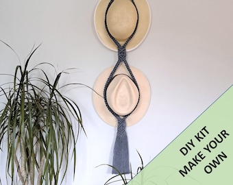 DIY Macrame Hat Hanger Kit.  Double or Single Hat Hanger in one pattern.  Everything you need to create your own Macrame Hat Hanger.