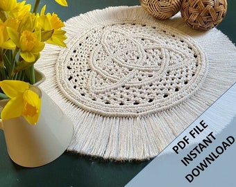 Trinity Knot Macrame Table Centrepiece Pattern, Instant Digital download of Written PDF, Intermediate DIY Macrame Pattern