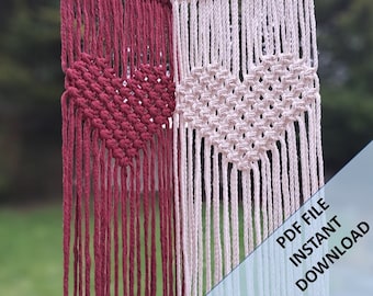 Macrame Heart Wall Hanging Pattern,  Instant Digital download of Written PDF with photos by ButOneString,  Beginner DIY Macrame Pattern