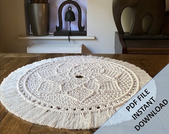 Macrame Lotus Table Centrepiece Pattern, Instant Digital download of written PDF with photos by ButOneString, Intermediate macrame Pattern