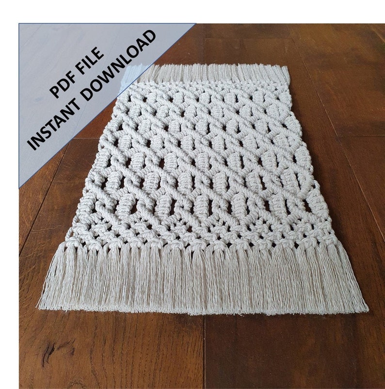 Macrame Table Runner Pattern, Instant Digital download of Written PDF with photos by ButOneString, Beginner DIY Macrame Pattern image 2