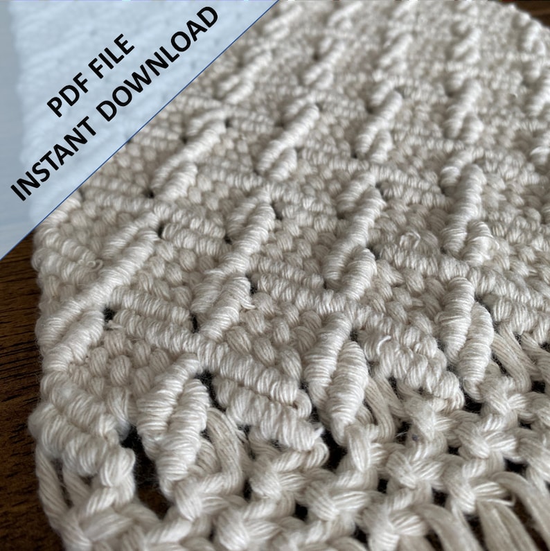 Macrame 'Diamond' Table Runner Pattern, Instant Digital download of Written PDF with photos by ButOneString, DIY Macrame Pattern image 4