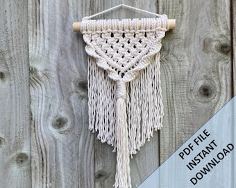 Small Macrame Wall Hanging Pattern, Instant Digital download of Written PDF with photos by ButOneString, DIY Macrame Pattern