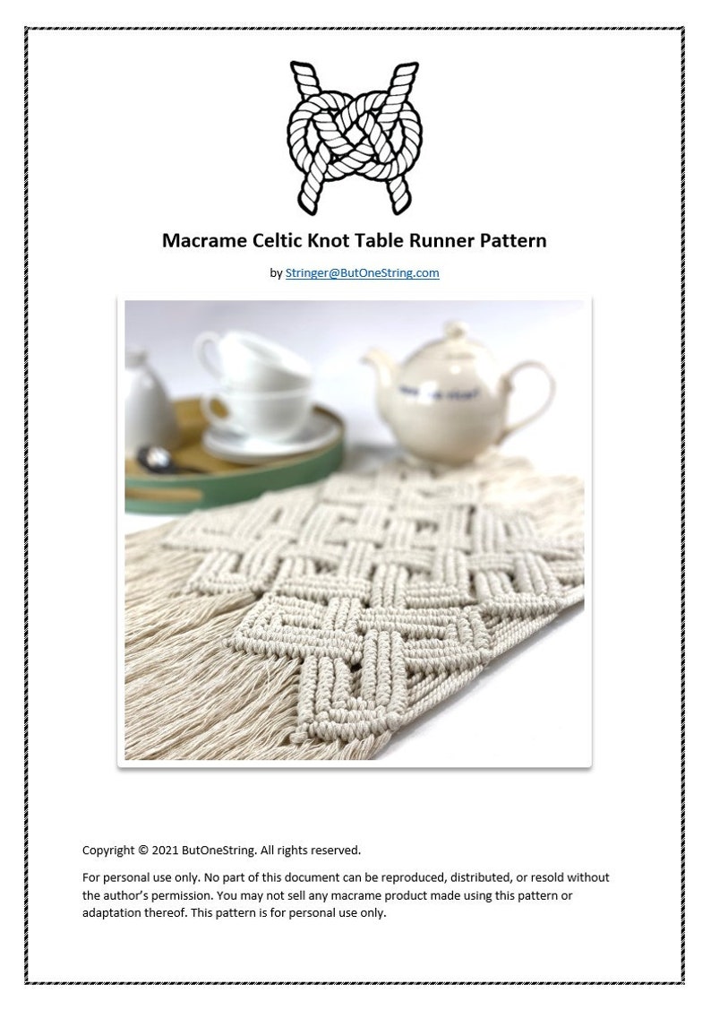 DIY Macrame Celtic Knot Table Runner Kit. Everything You Need Etsy