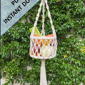 Macrame Hanging Vegetable Basket Pattern, Instant Digital download of Written PDF with photos, Basic/Intermediate DIY Macrame Pattern image 3