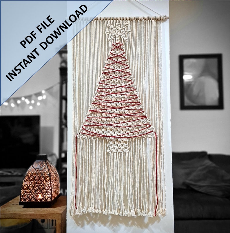 Macrame Christmas Tree Pattern, Instant Digital download of Written PDF with photos by ButOneString, Beginner DIY Macrame Pattern image 5