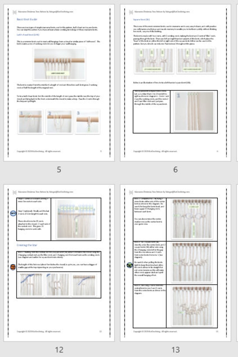 Macrame Christmas Tree Pattern, Instant Digital download of Written PDF with photos by ButOneString, Beginner DIY Macrame Pattern image 4
