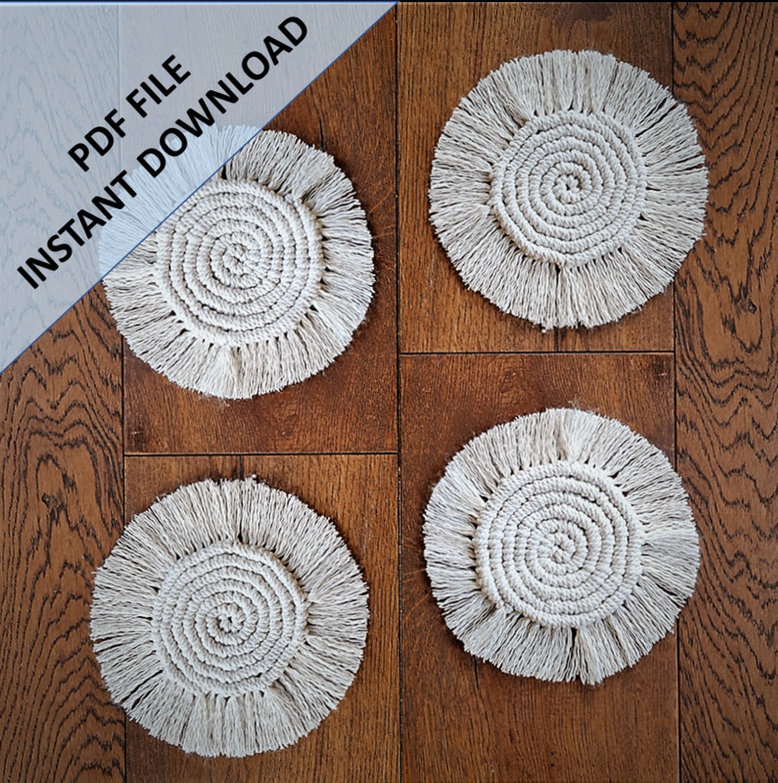 Macrame Coaster Pattern Instant Digital Download of Written Etsy