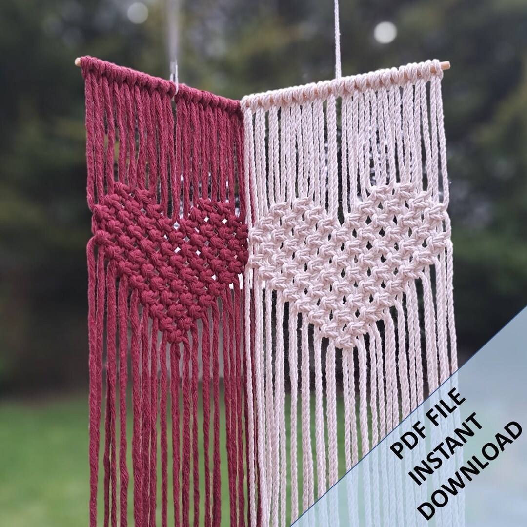 Macrame Heart Wall Hanging Pattern, Instant Digital Download of Written